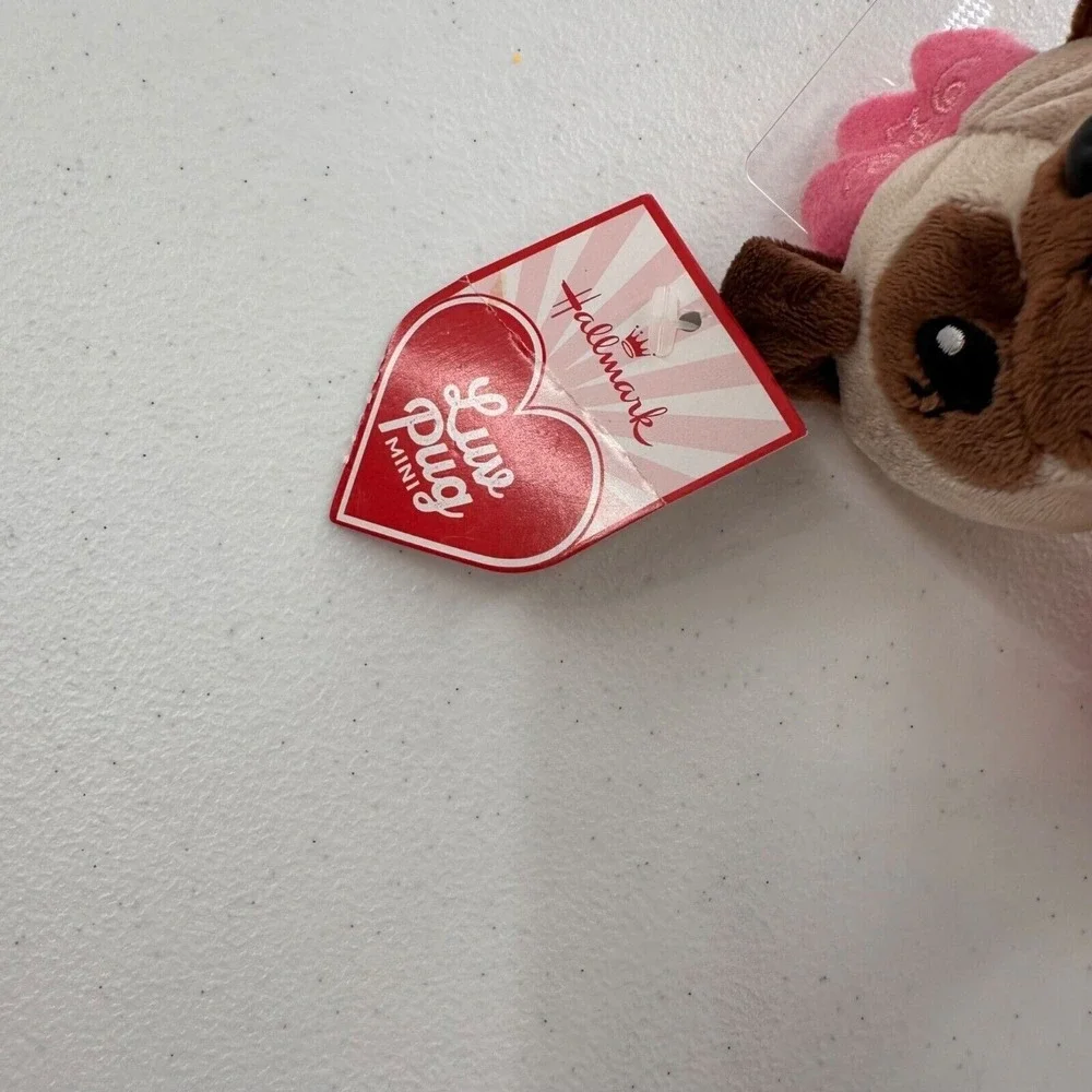 Hallmark Love Pug Mini Plush Dog Pink Tutu Crown‎ Puppy Lovey stuffed Animal b